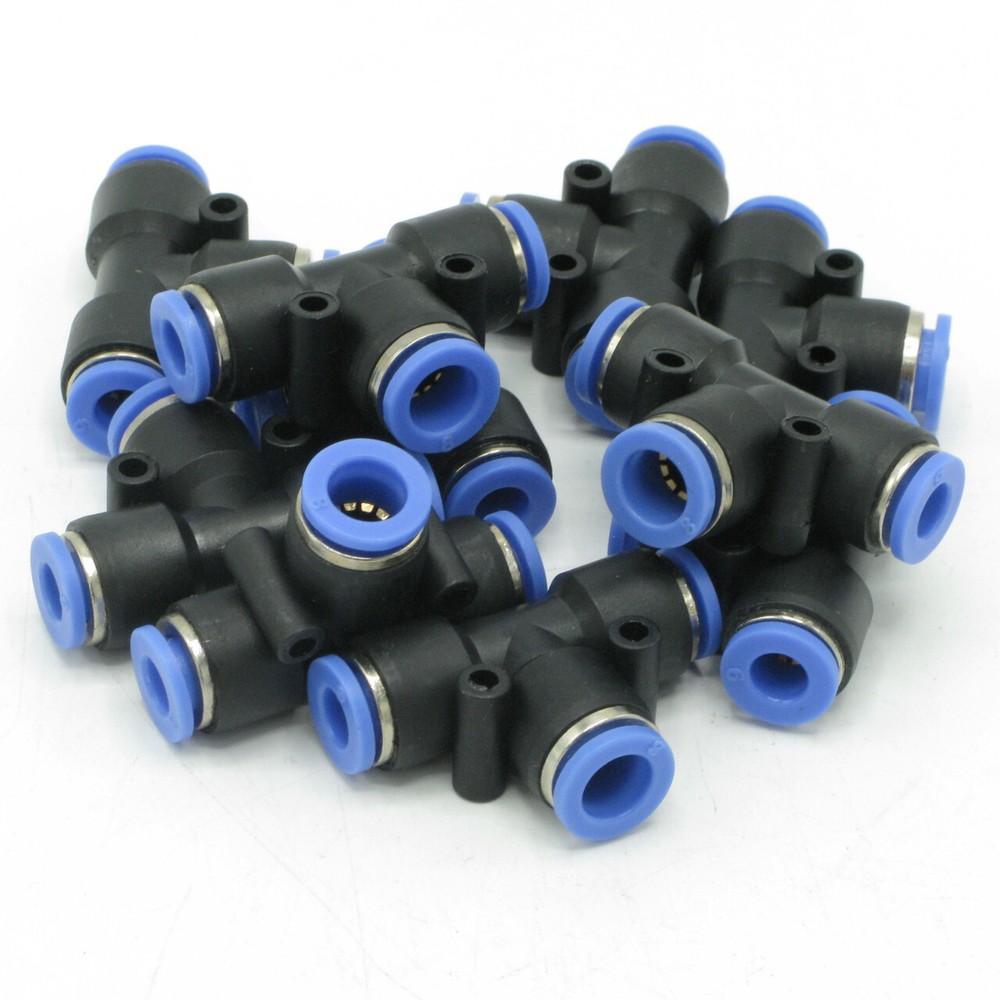 8mm (5/16 in.)-6mm (1/4 in.) Pneumatic Push in Union TEE Fitting, Quick Connect,