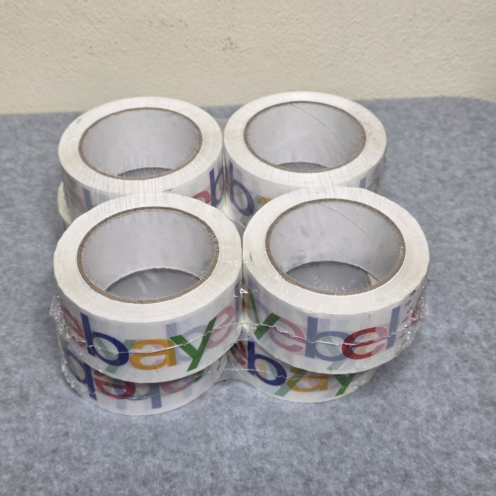 8 Rolls Official eBay Branded Logo Shipping Tape White New
