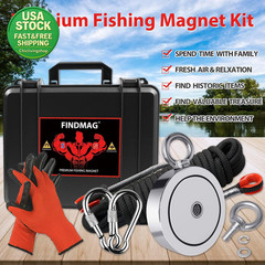 Double Sided Fishing Magnet Kit 2625 Lbs with Rope and Carry Case 4.57 Inch