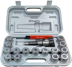 15Pc ER40 Precision Collet Set W/ R8 Bridgeport Shank Holder & Wrench-USA STOCK