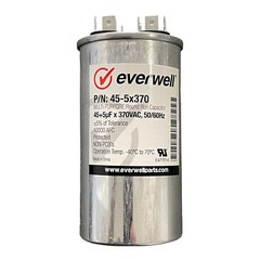 Motor Run Capacitor Dual 45+5 mfd x 370 VAC 50/60Hz Round Metallized