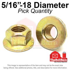 5/16″-18 Grade 8 (G) Hex Flange Top Lock Nuts Coarse Zinc Yellow (Pick Quantity)