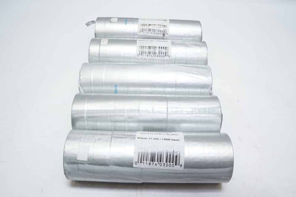 Lot of 55 Rolls Garvey GX1812 White Labels, 18x12mm, Security Cut 70,000 Labels
