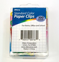 Allary Color Paper Clips Standard 100 Count 28mm Metal Office Supplies #767