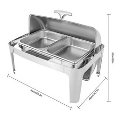 9.54QT Stainless Steel Chafer Buffet Chafing Dish Set Roll Top Food Warmer New!