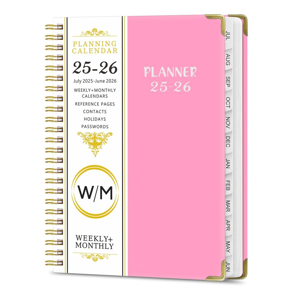 Jul 2025 -Jun 2026 Daily Planner, Spiral Notebook, Appointment Book, Calendar…