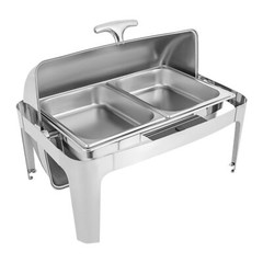 9.54QT Stainless Steel Chafer Buffet Chafing Dish Set Roll Top Food Warmer New!