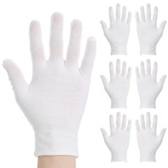 3 Pairs Full-Finger White Cotton Gloves for Dry Hands