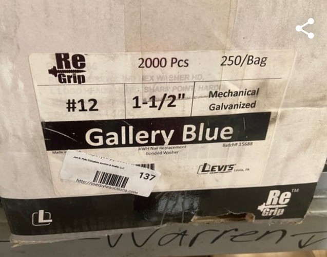 (1) 250 Ct 1 1/2” Re Grip #12 Hi-Lo Metal Roof Screw Bonded Washer Gallery Blue