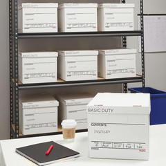Corrugated File Box Lift off Lid, Letter/Legal Size, White/Black, 10/Pack