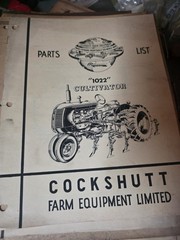 Cockshutt 1022 Undermount Cultivator Parts List Book Manual