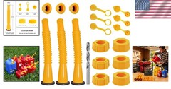 Easy Install Gas Can Spout Kit – 3 Nozzle Systems in Yellow for 1-10 Gallons