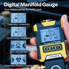 Digital HVAC Manifold Gauge AC Refrigerant R134a R410a R32 R1234yf R454B w/ LCD