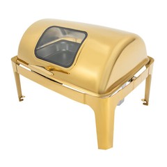 Roll Top Chafing Dish with 2 Food Pans & Visible Lid Restaurant Food Warmer