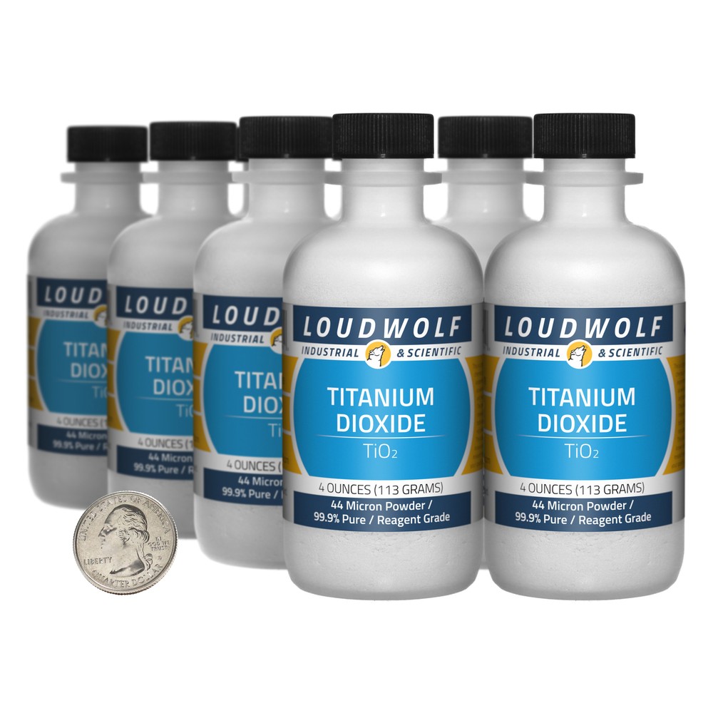 Titanium Dioxide / 2 Lbs / 8 Bottles / 99.9% Reagent Grade / 44 Micron Powder
