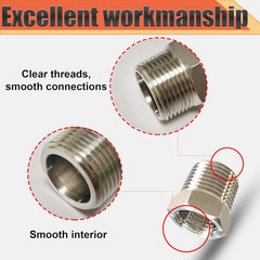 3/8″ NPT Male to 1/4″ NPT Female Reducer Bushing, 304 Stainless Steel Pipe Hex B