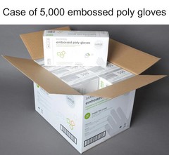 Poly Gloves, Embossed, Large, Clear, Box of 5000, large, 10 boxes of 500 inside
