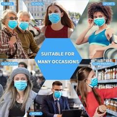 NNPCBT Blue Disposable Face Masks 100 Count (Pack of 1), Adult-100 Pack-blue