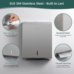 Wall Mount Paper Towel Dispenser Brushed Stainless Steel Large Capacity C Fold Z