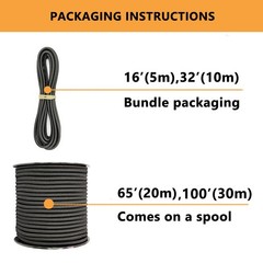 1/4″ x 32′ Marine Grade Bungee Cord Elastic Shock Cord, Kayak Stretch String Rop