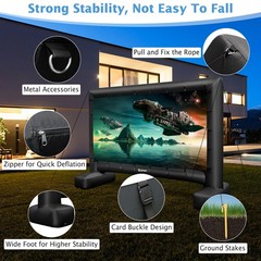 15 FT Inflatable Movie Screen Outdoor Blow Up Projector 16:9 w/ Air Blower & Bag