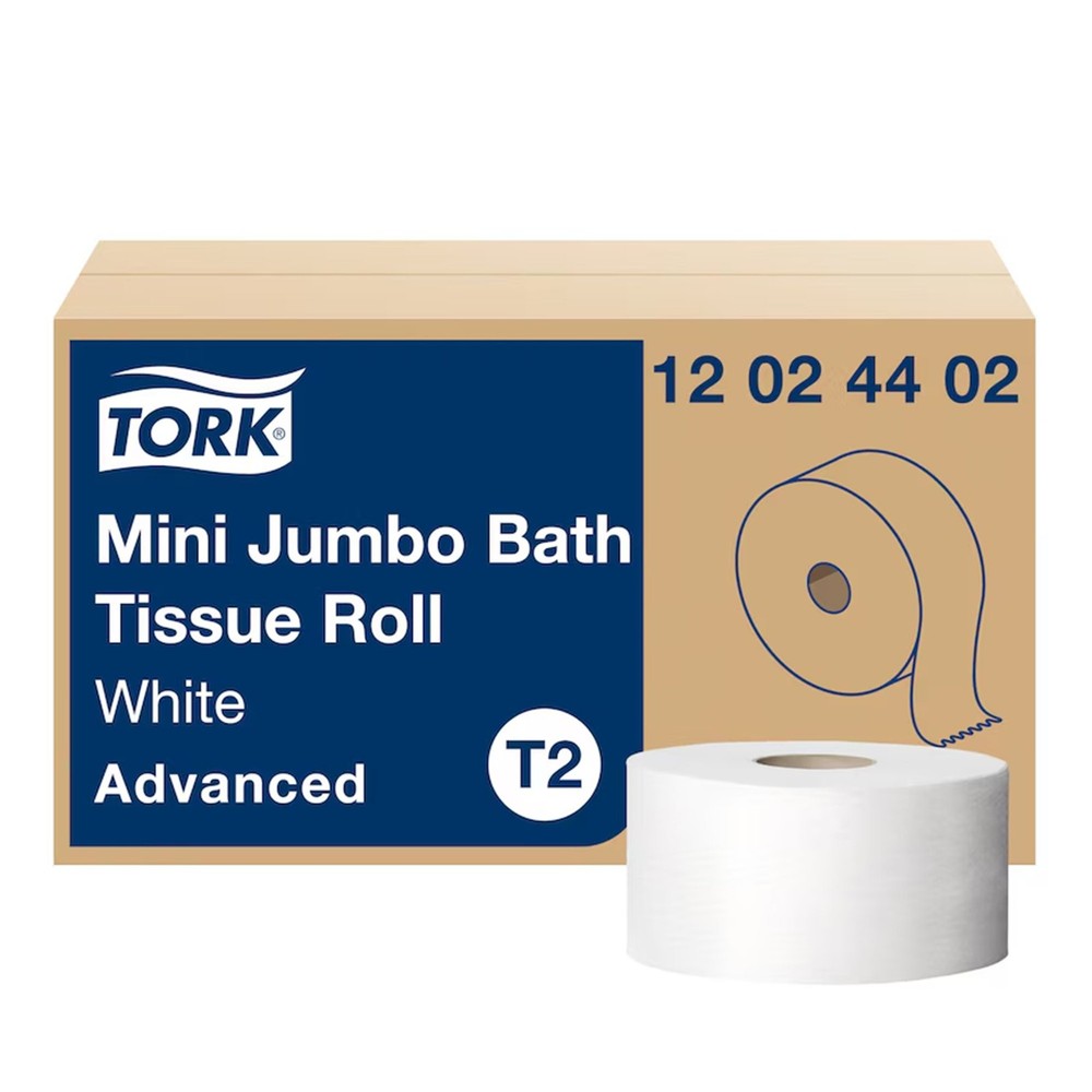 RJ Schinner Co Tork Advanced Mini Jumbo Size Cored Roll Two-Ply Toilet Paper (12