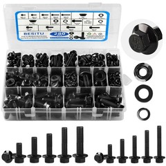 M6-M10 Metric Flange Bolt Assortment – 280 Pieces for Automotive & DIY Projects