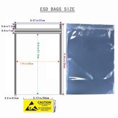 50 PCS 8.27 * 9.45 Inch Resealable ESD Bag 8.27” x 9.45”, Silver/Yellow