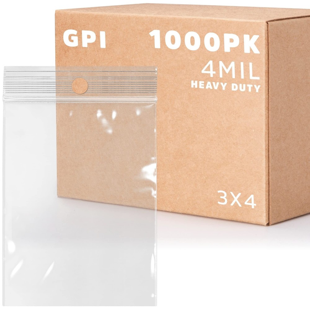 GPI – 3″ X 4″ Clear Plastic Zip Bags, 1000 Count, Heavy-Duty 4 Mil Thick Dura…