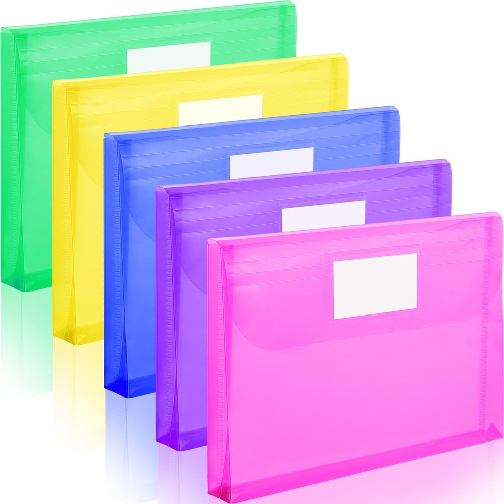 5 Pack Binder Pocket Super Heavyweight Plastic Folders With Pockets Letter Size