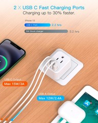 European Travel Plug Adapter for International, Italy Spain Power Adapter 2 O…