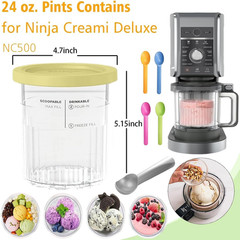 4 Pack Creami Pints and Lids for Ninja, for NC501 NC500 Creamy Icecream Containe