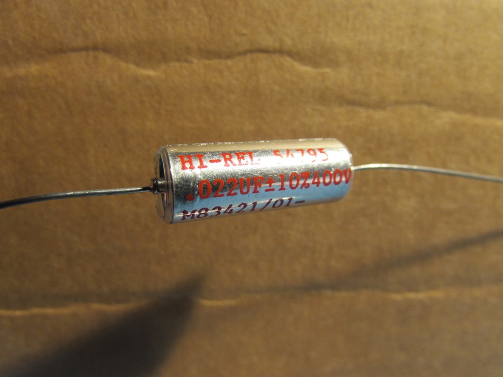 .022uF 10% 400V Sprague M83421-01-5114R Metallized Polycarbonate Axial Capacitor