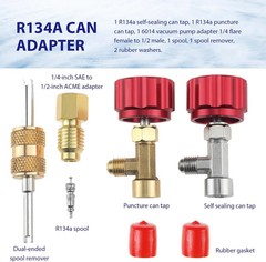 4 PCS R134a Can Tap Kit, Self Sealing & Puncture Can Taps with Tank Adapter Valv