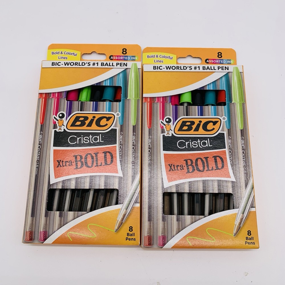 Bic Cristal Xtra Bold Ballpoint Pens 1.6mm 8 Assorted Colors 2pk
