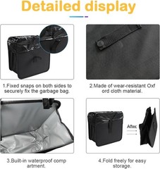 Foldable Car Trash Bin, Oxford Cloth Hanging Garbage Bag Organizer Size: Large
