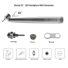 Dental 45° Angle Degree LED Light push button head optic fiber handpiece 2H USA