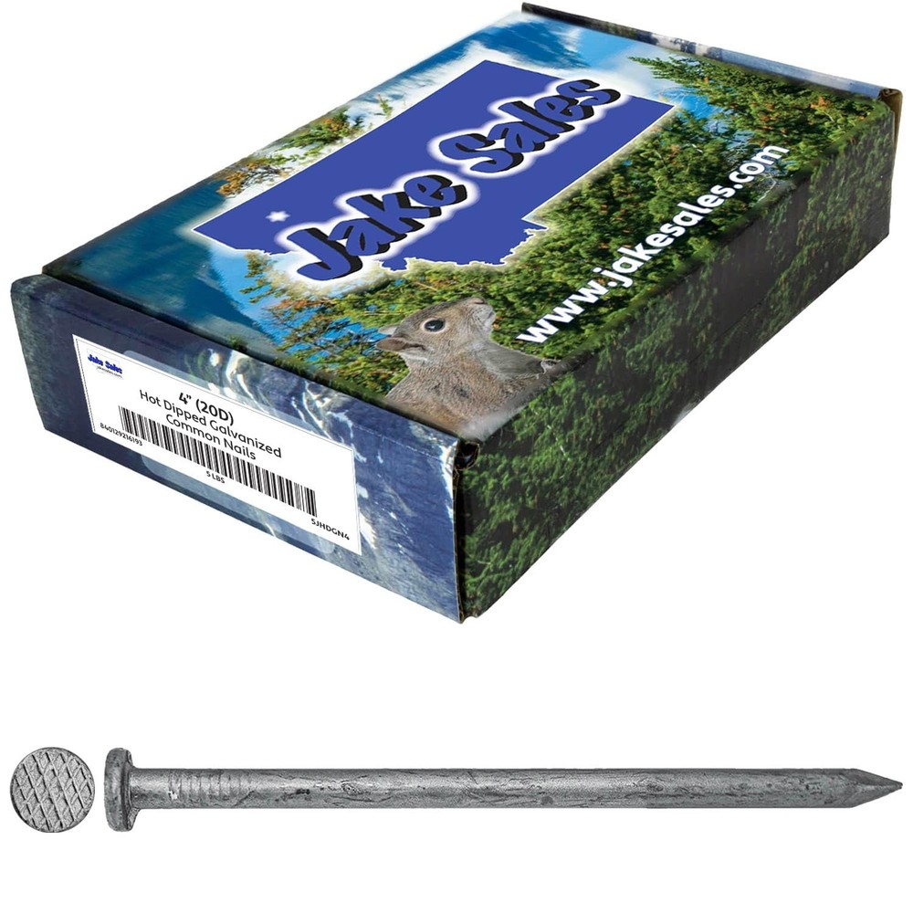 4″ Exterior Hot Dipped Galvanized 20D 5 Pounds ~90 Nails,