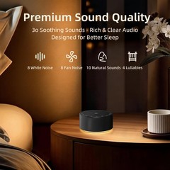 Kipcush White Noise Machine for Baby & Adults, 30 Standard, Angel V2 Black