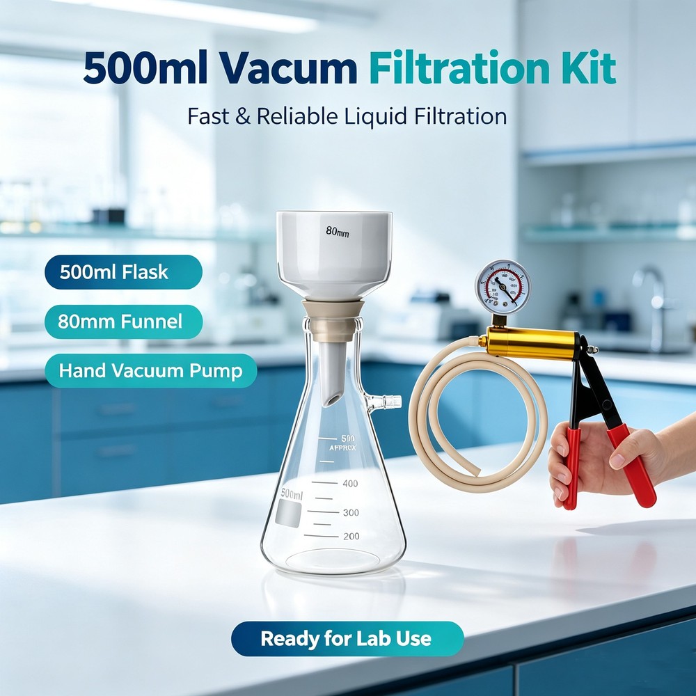 500 mL Buchner Funnel Filtering Lab Vacuum Filtering Flask Lab Vacuum Pump Kit
