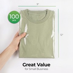 Self Sealing Cellophane Bags 9×12 Inch – 100 Count T Shirt inches, Clear