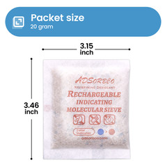 [20 Gram 20 Packages] Adsorbco Rechargeable Molecular Sieve Desiccant Packs