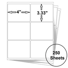 1500 4″ x 3 1/3″ Laser Ink Jet Address Shipping Self Adhesive Labels 6 per sheet