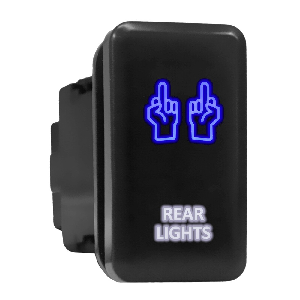 REAR LIGHTS Blue/White LED Backlit Tall Push Button 1.54″x 0.83″ (Fit: Toyota)