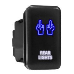 REAR LIGHTS Blue/White LED Backlit Tall Push Button 1.54″x 0.83″ (Fit: Toyota)
