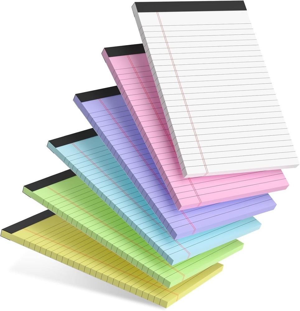 Small Legal Pads 5X8 Colored, 6 Pack Note Pads 5X8, Perforated Pink Legal Pad Co