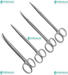 Scissors Straight & Curved Metzenbaum Blunt 6″ Kelly Sharp 7″ Surgical Set of 4