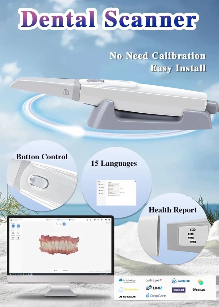 Dental Scanner 3D Real-time Display w/ AI Scanning Software + 4 Tips
