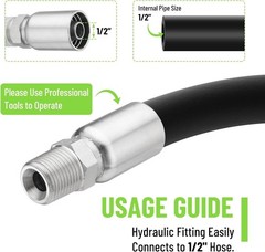 12Pack 1/2″ NPTF Hydraulic Hose End Fittings, 1/2″ I.D. Hose x 1/2″ NPTF Male US