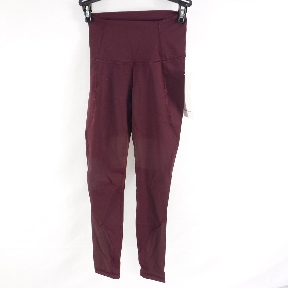 Lululemon Wunder Under HR Tight 25 *Chiffon Mesh LW5DDDS CSSI Burgundy Size 2